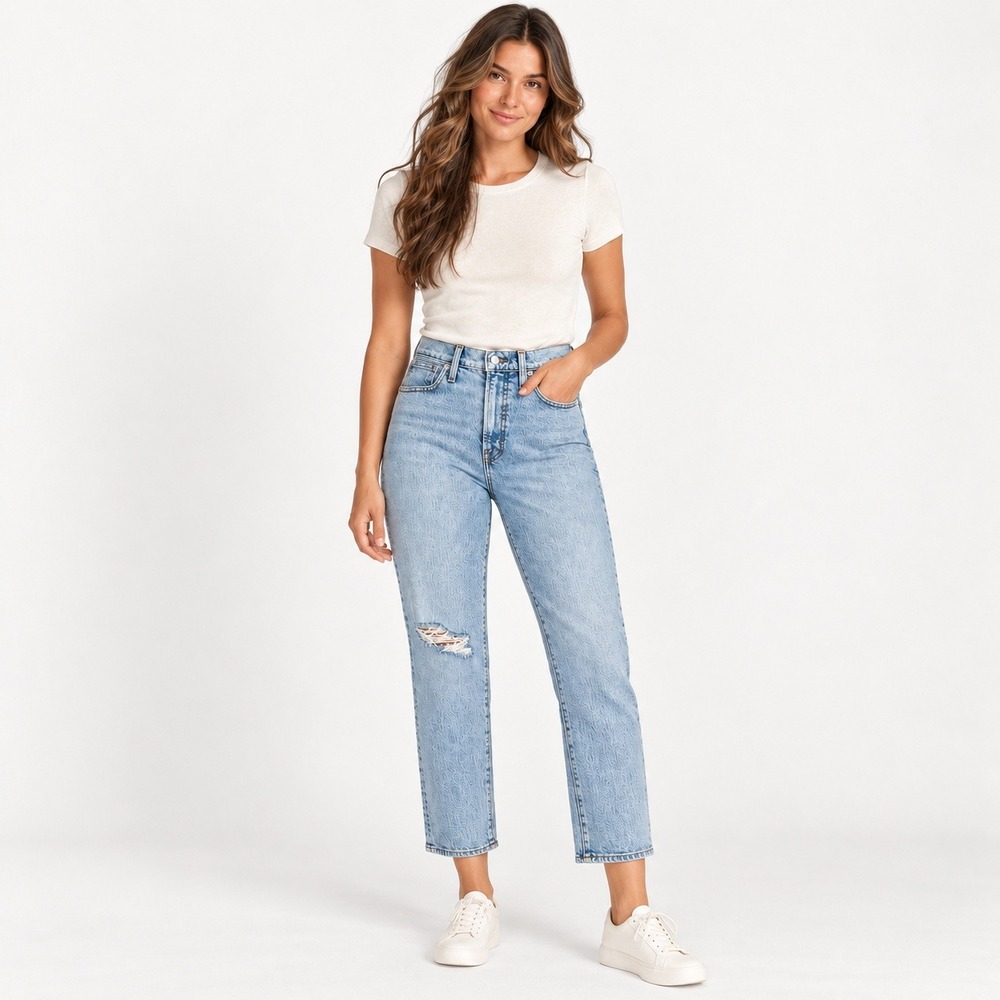 Madewell The Perfect Vintage Crop Jean Light Wash Distressed High Rise Size 27
